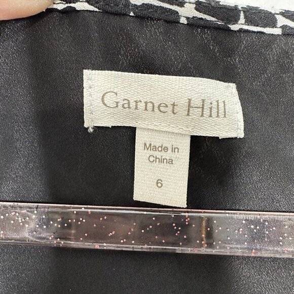 Garnet Hill Dress Crepe Shift Midi Size 6 Black White Geometric - Picture 3 of 10
